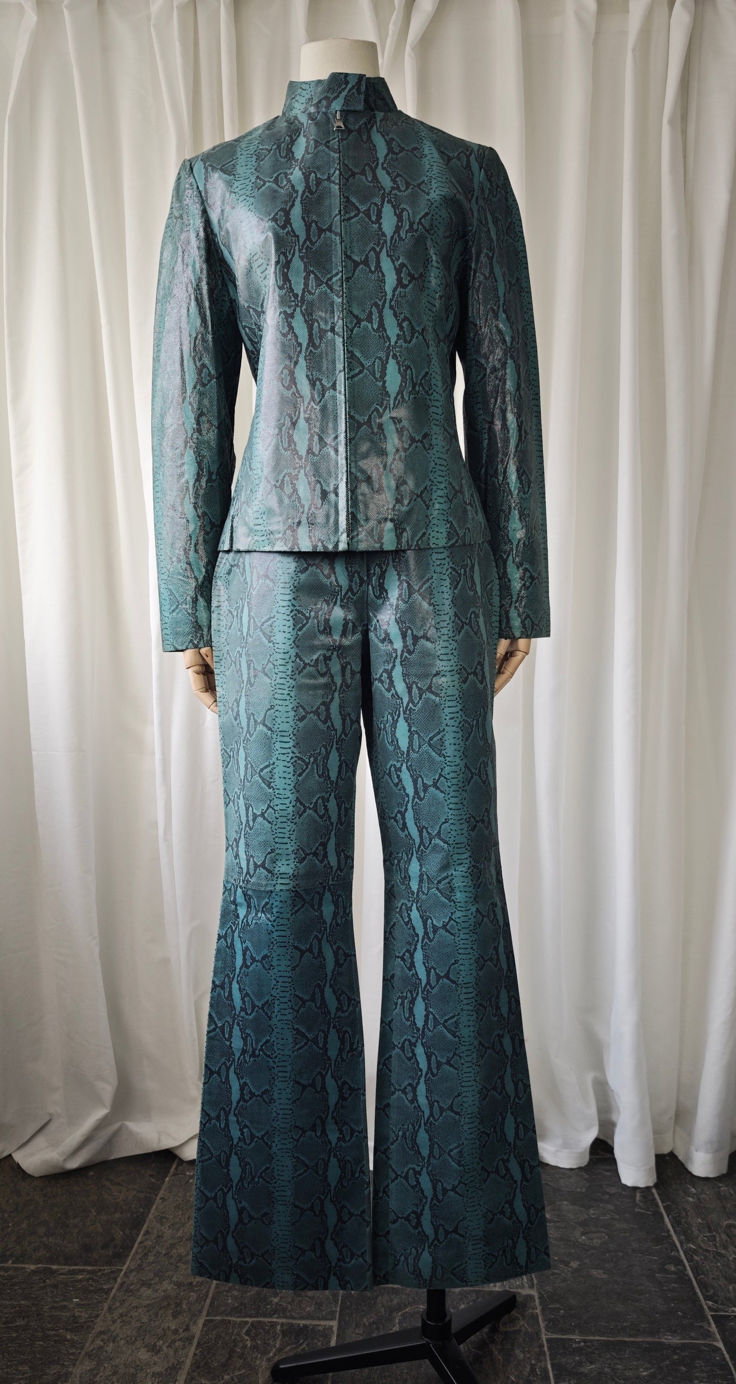 Leather snake print suit