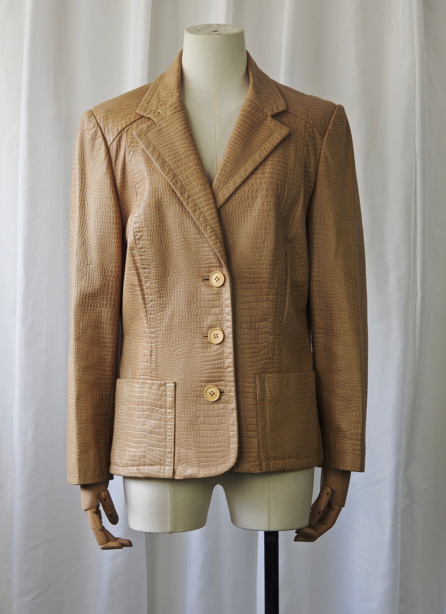 Tan leather crocodile jacket