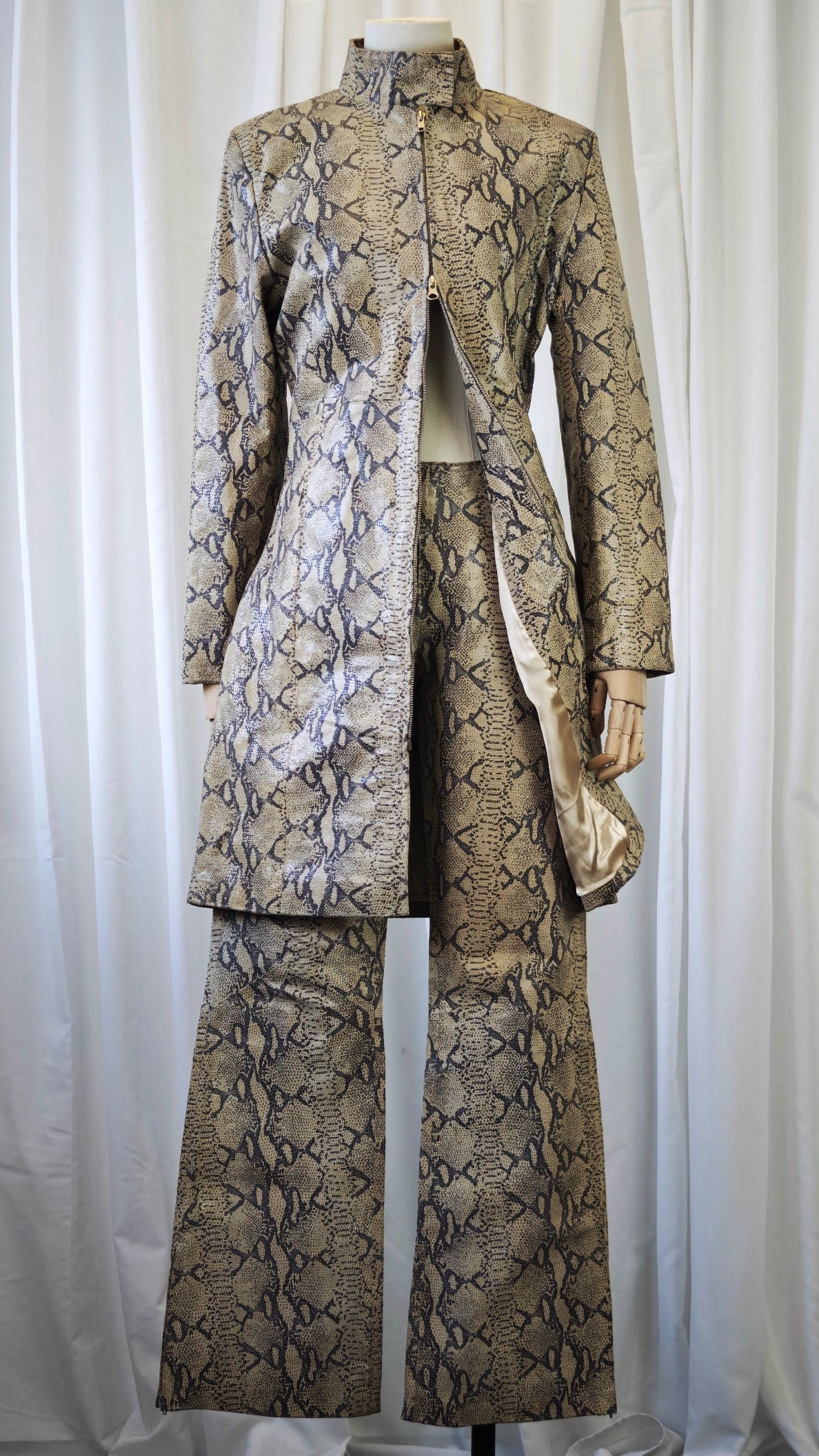 Leather snake print suit