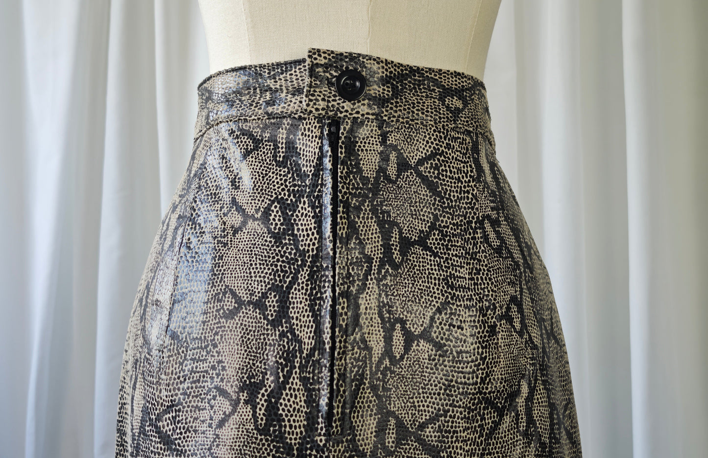 Leather snake print skirt