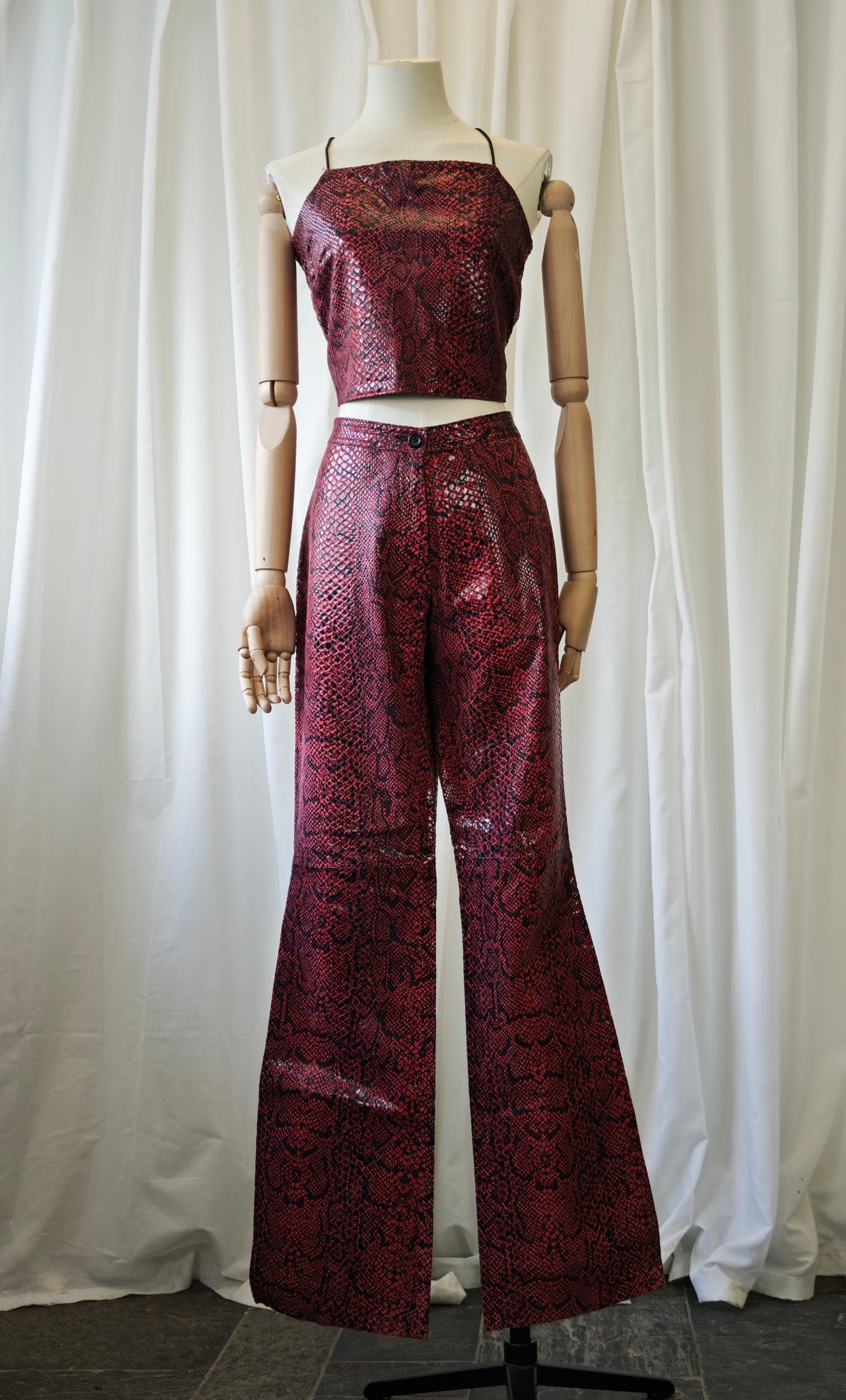Leather snake print two piece