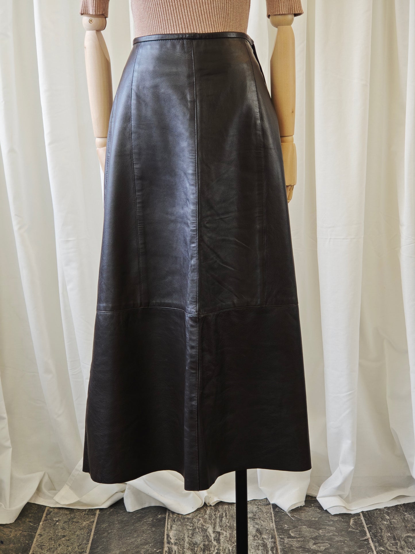 Brown leather skirt - M/L