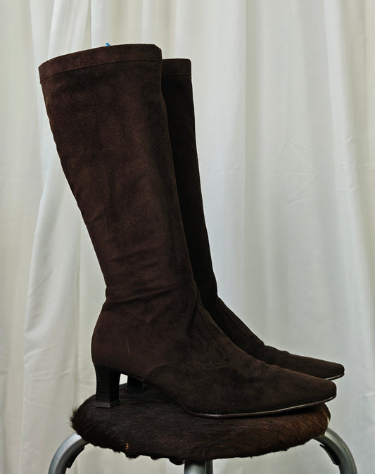 Chocolate brown suede boots - 40