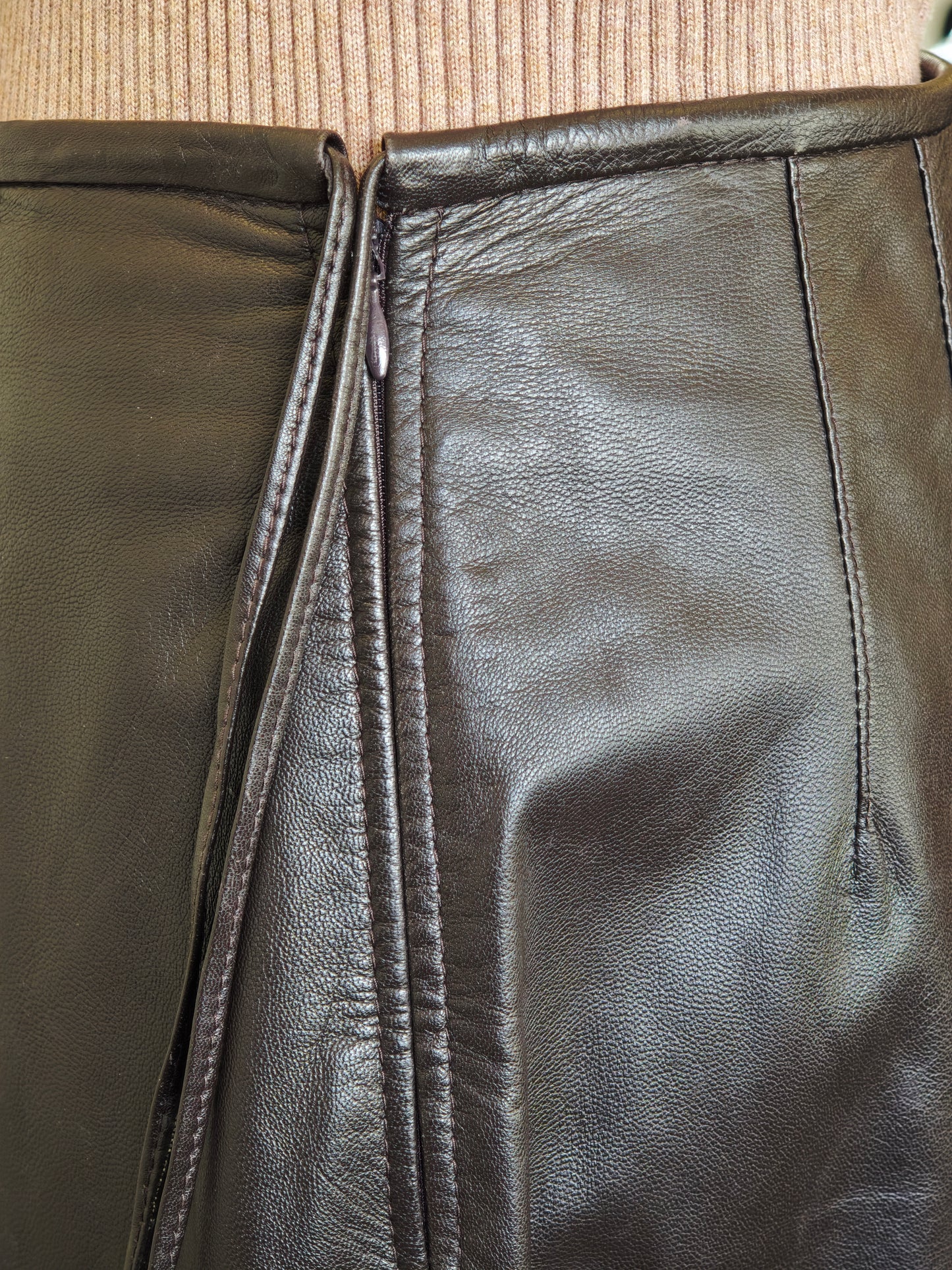 Brown leather skirt - M/L