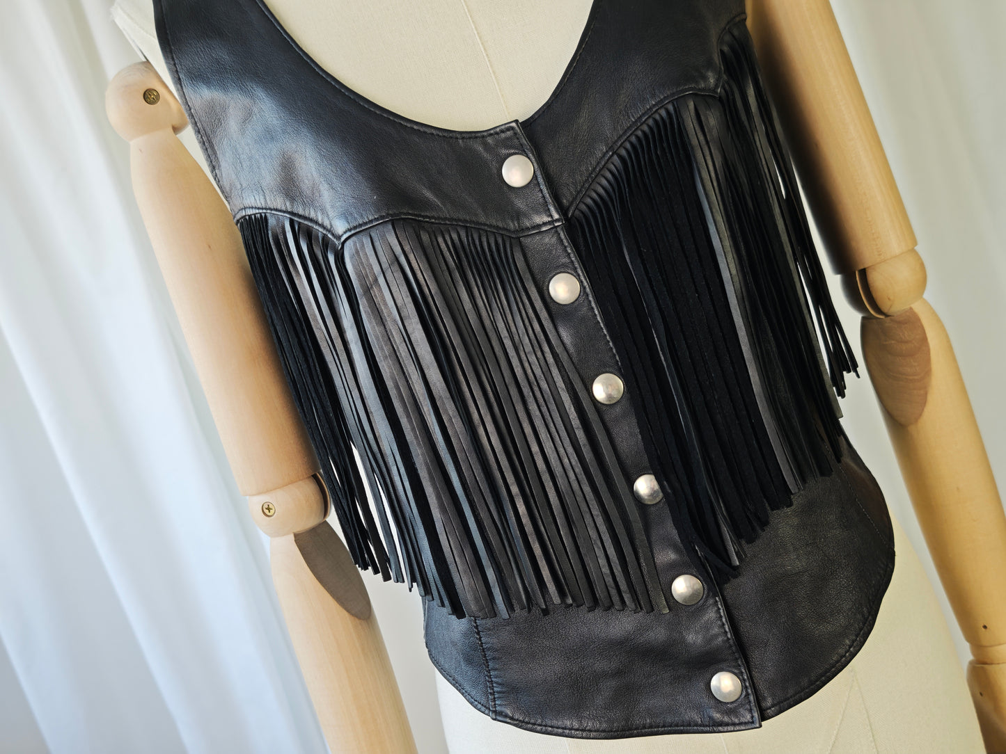 Leather fringe vest
