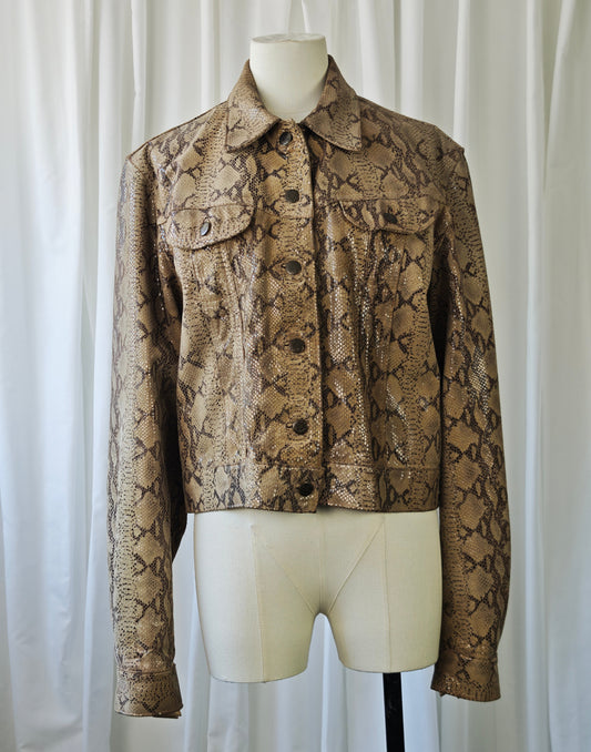 Leathe snake print jacket
