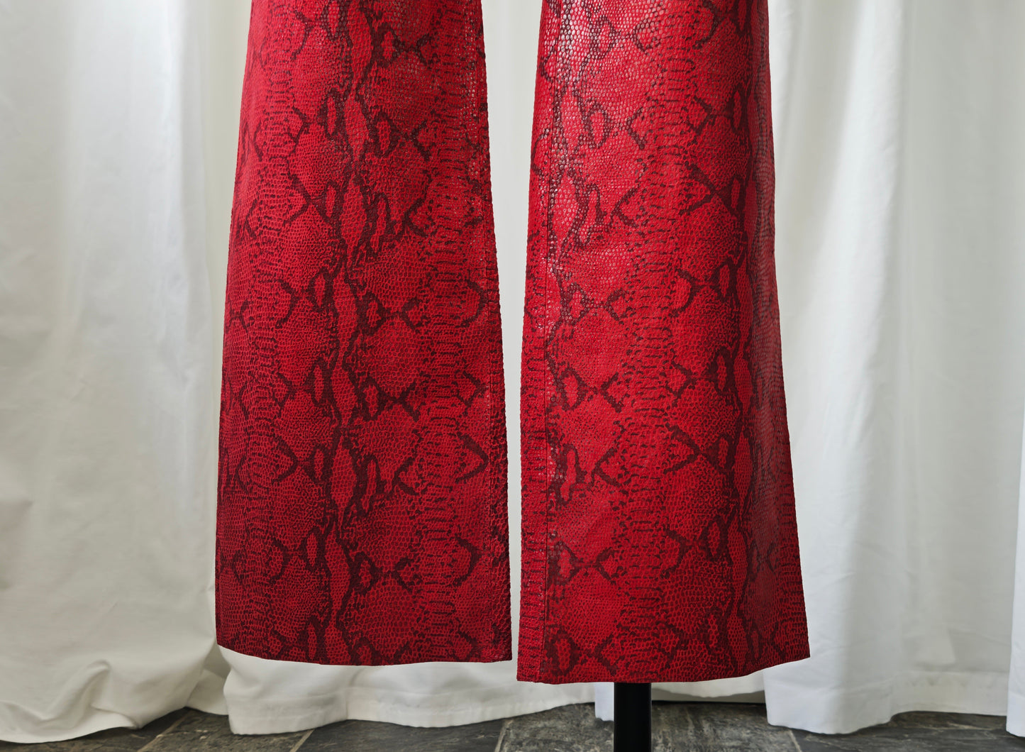 Leather snake print trousers