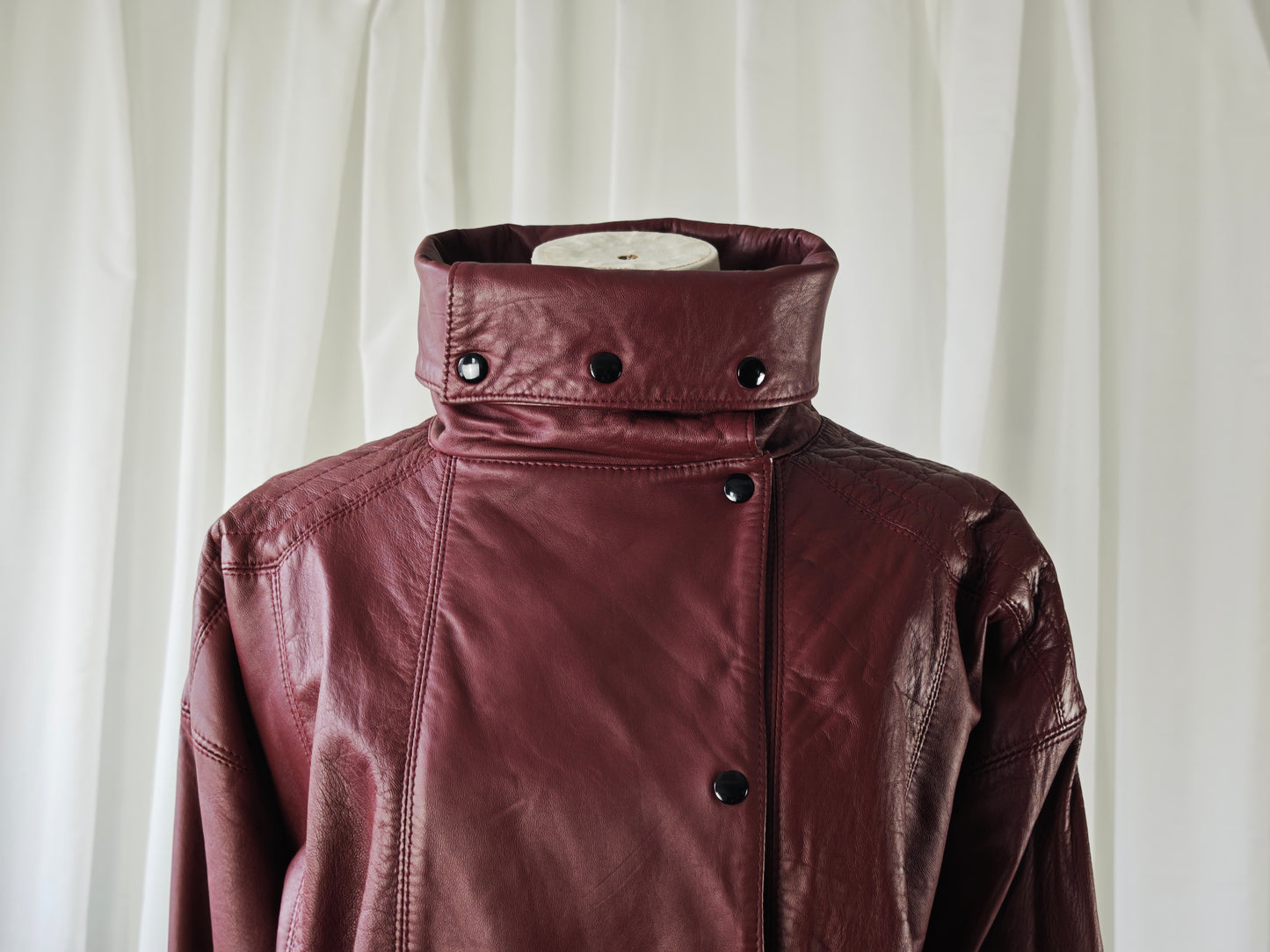 Leather burgundy bomber - S/M