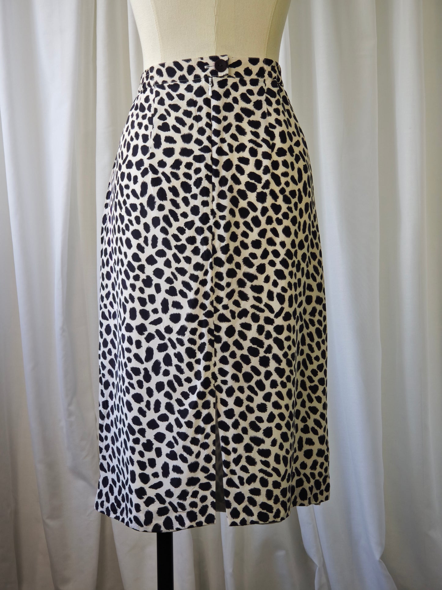 Silk dalmatian print midi skirt