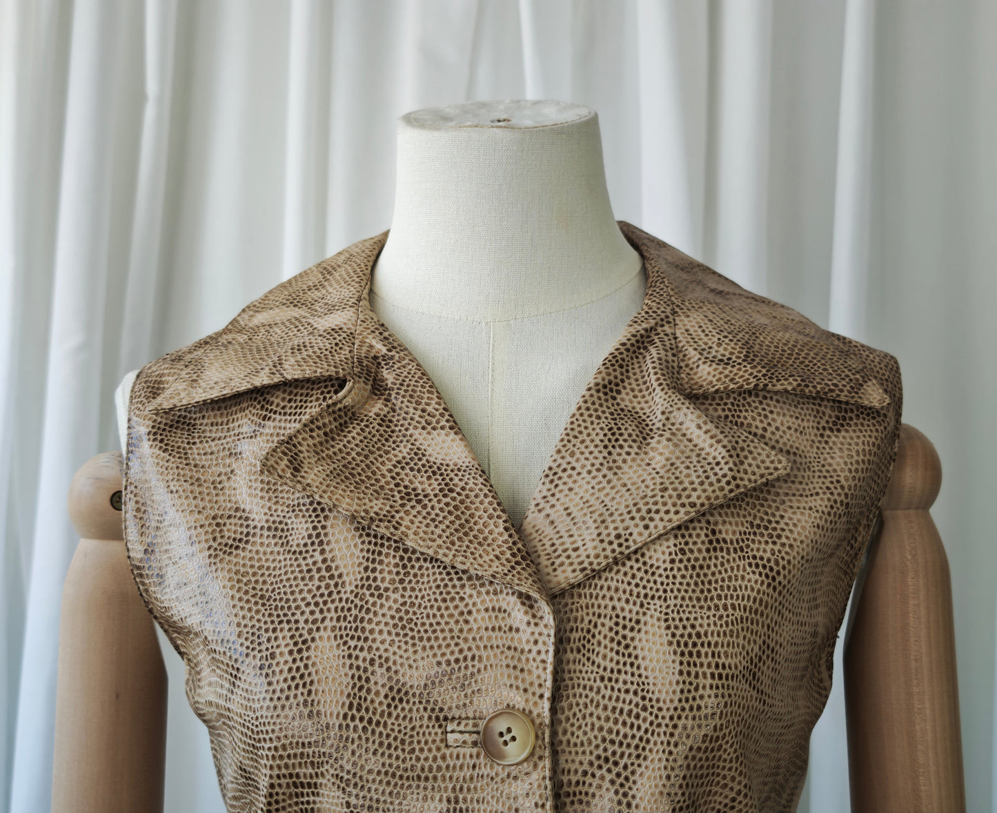 Leather snake print vest