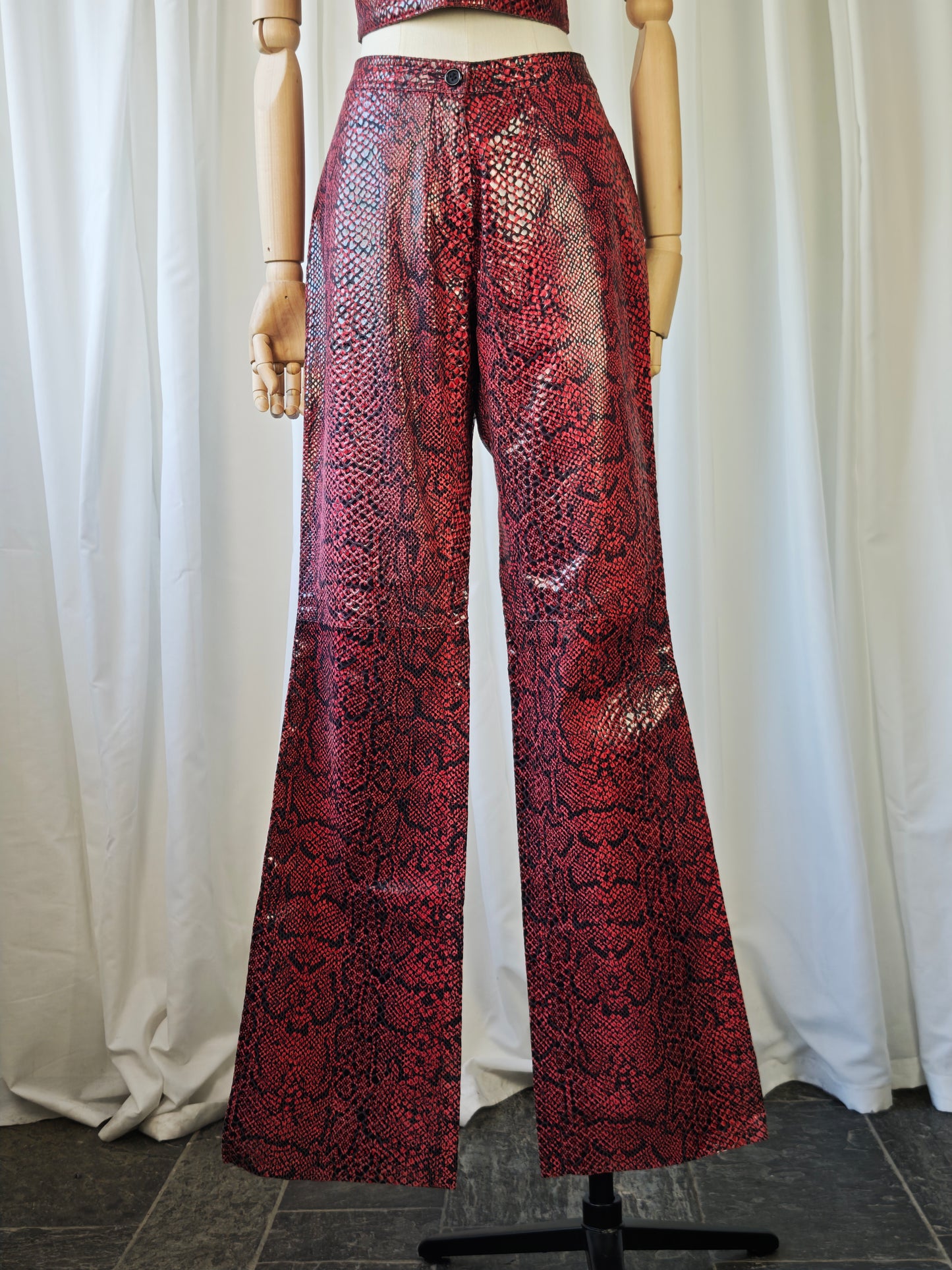 Leather snake print two piece