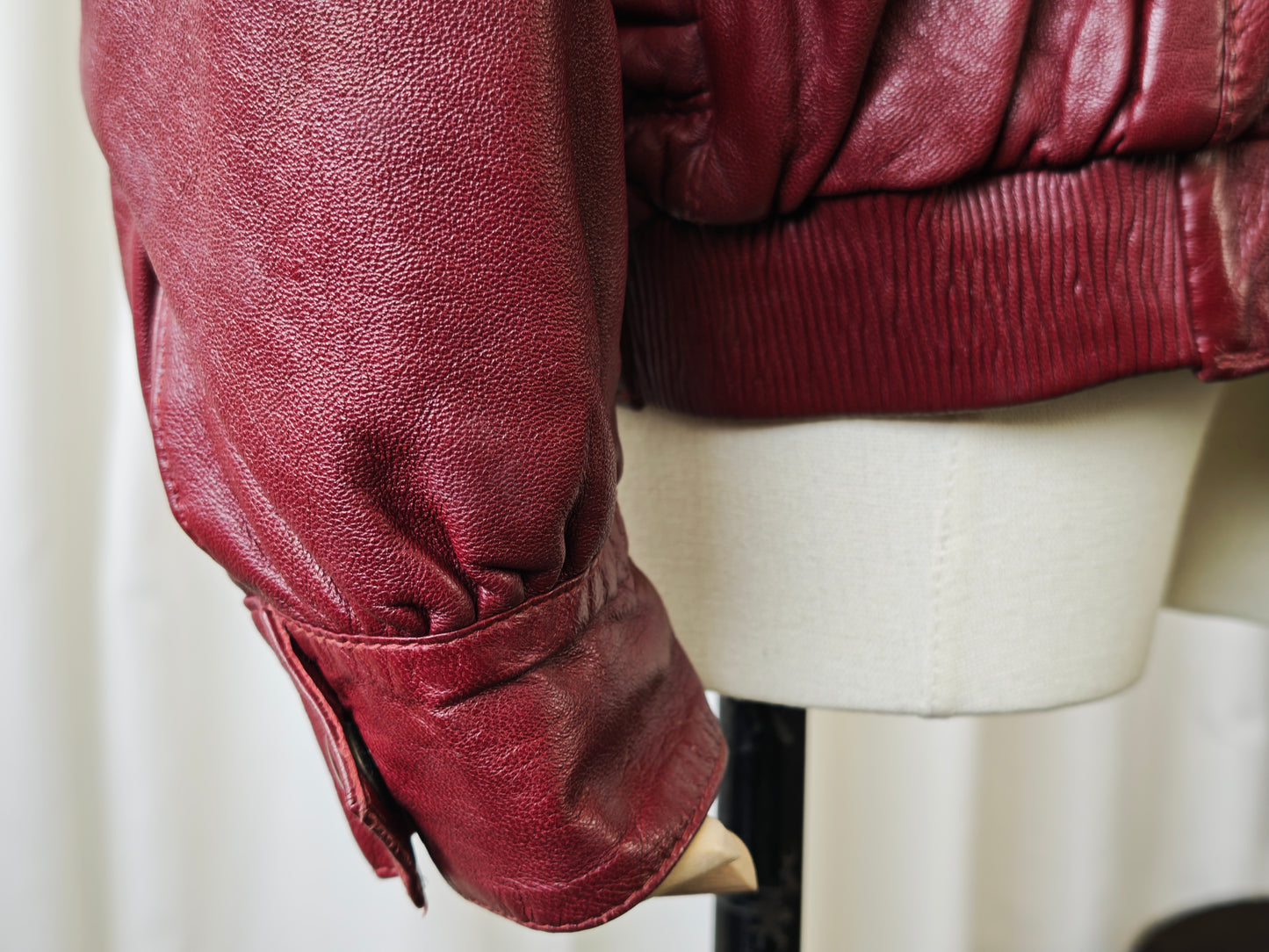 Burgundy leather bomberjack