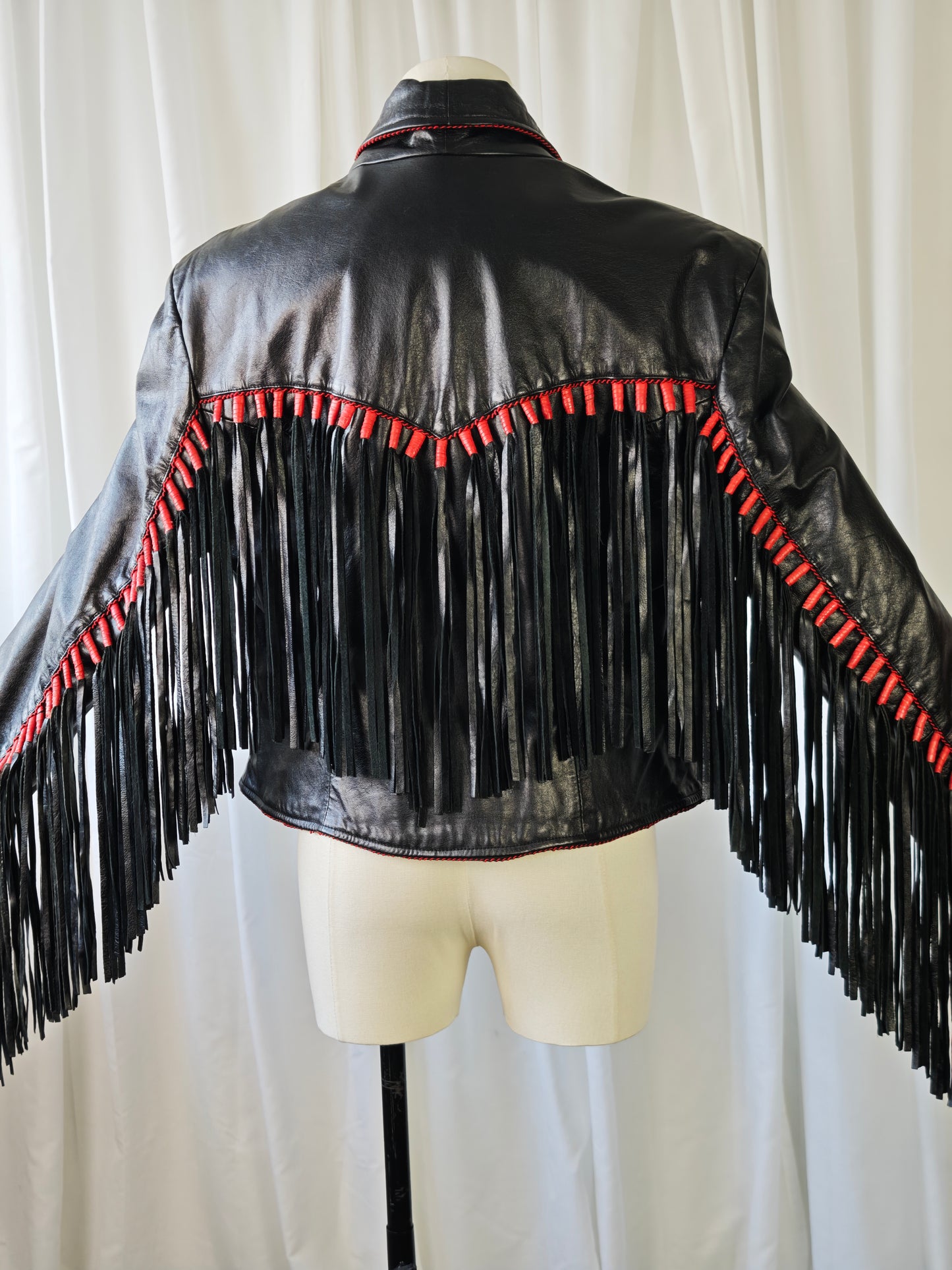 Leather fringe jacket