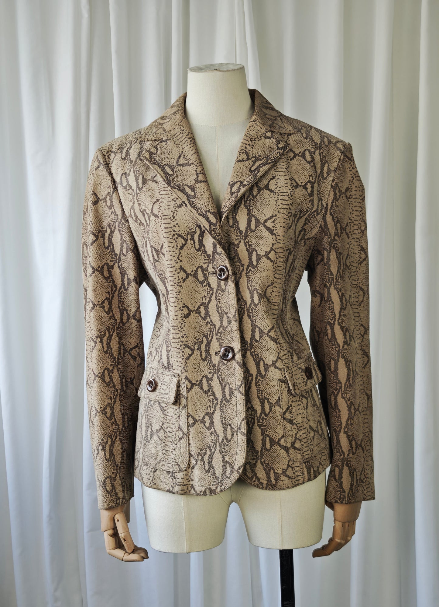 Leather snake print blazer