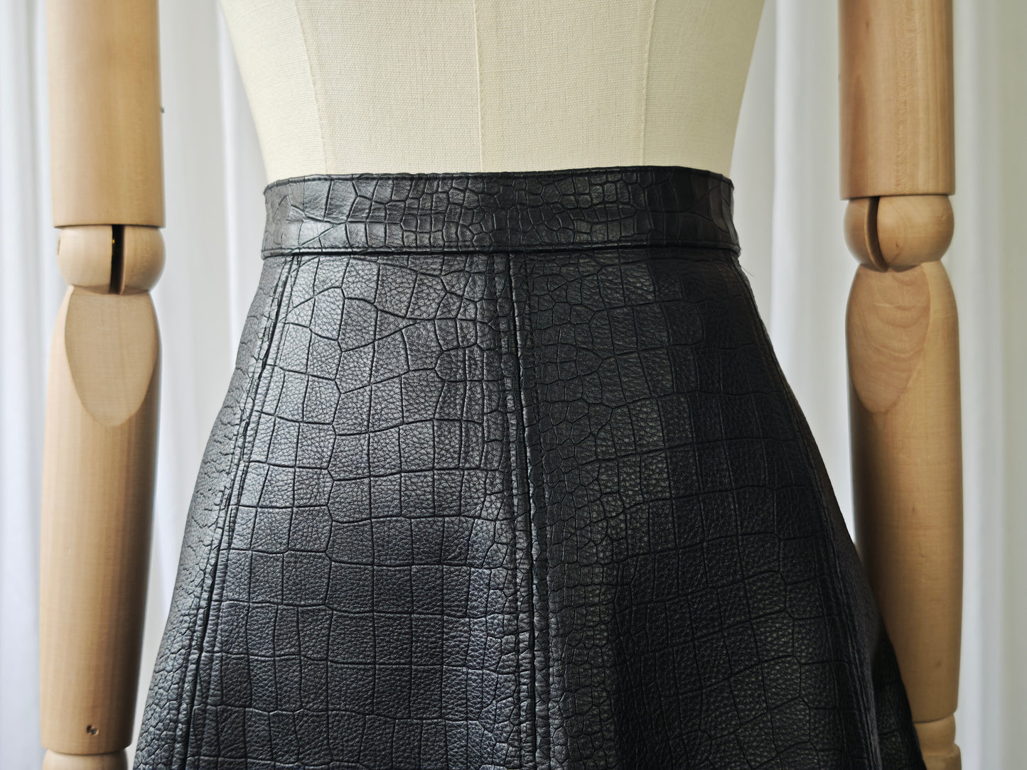 Crocodile print leather skirt