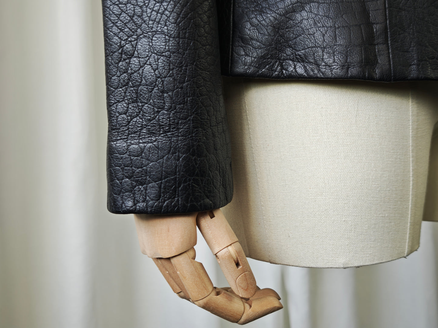 Black leather croco blazer