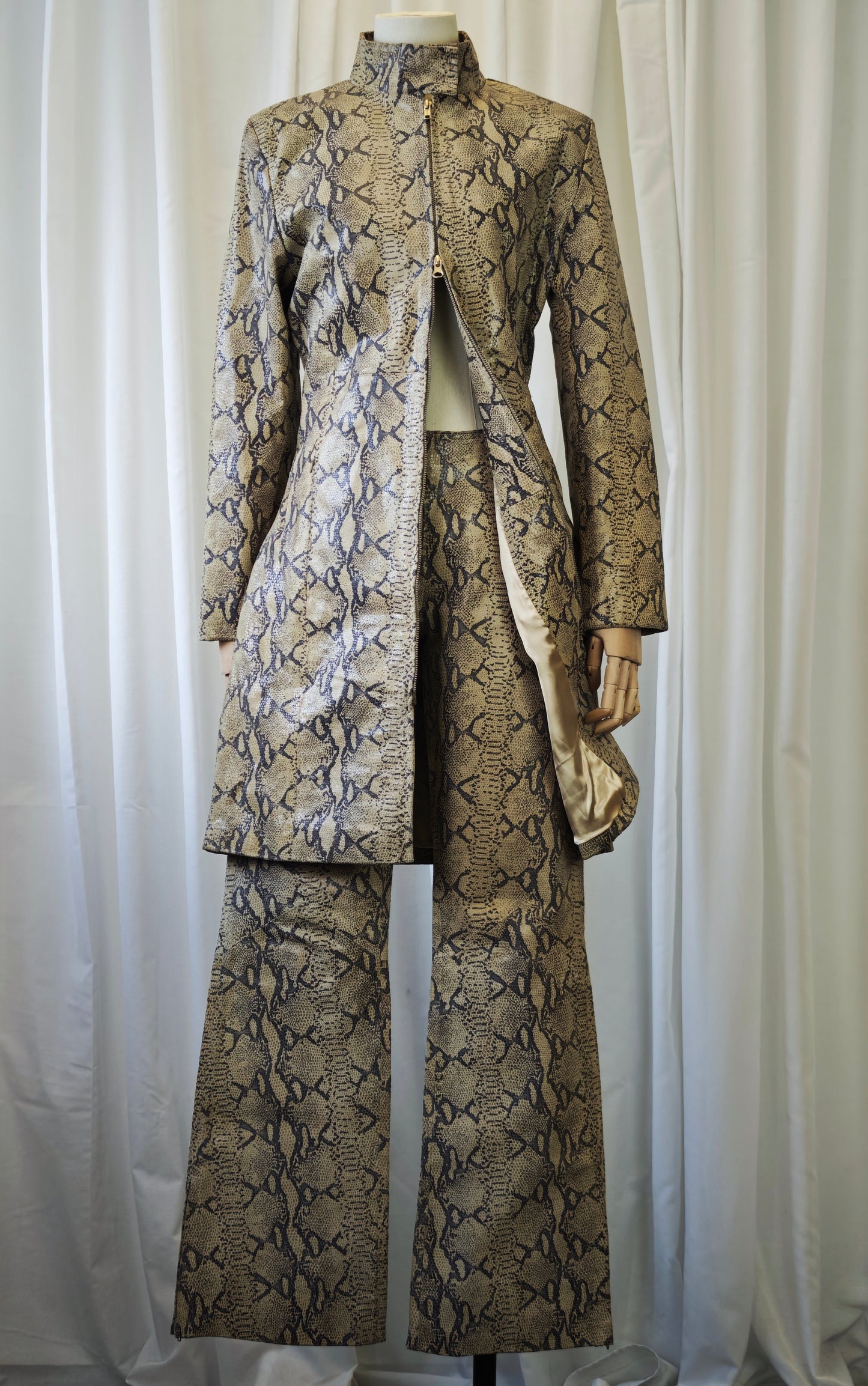 Leather snake print suit