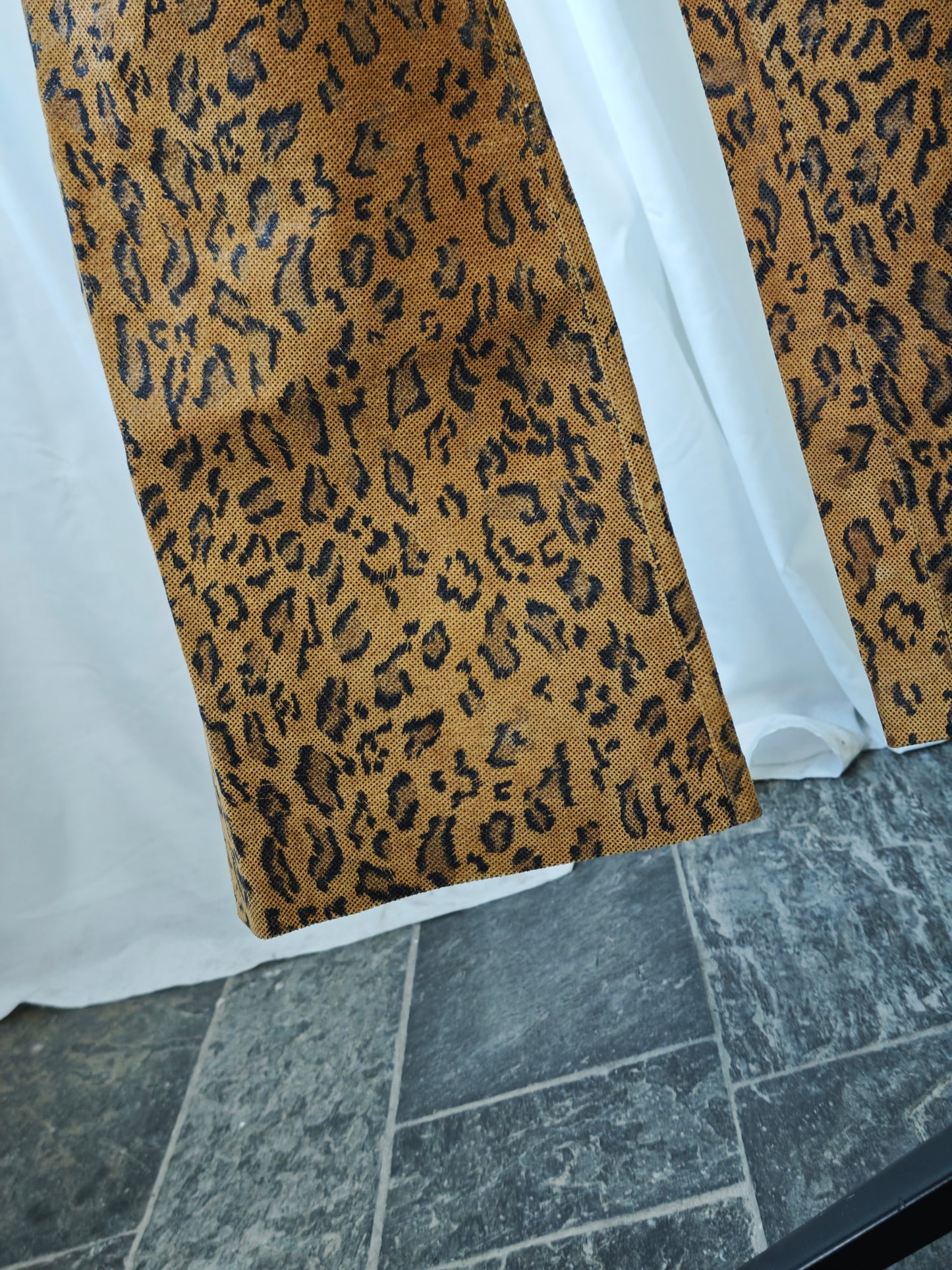 Leather leopard trousers