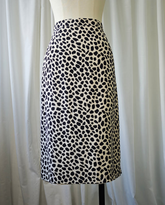 Silk dalmatian print midi skirt