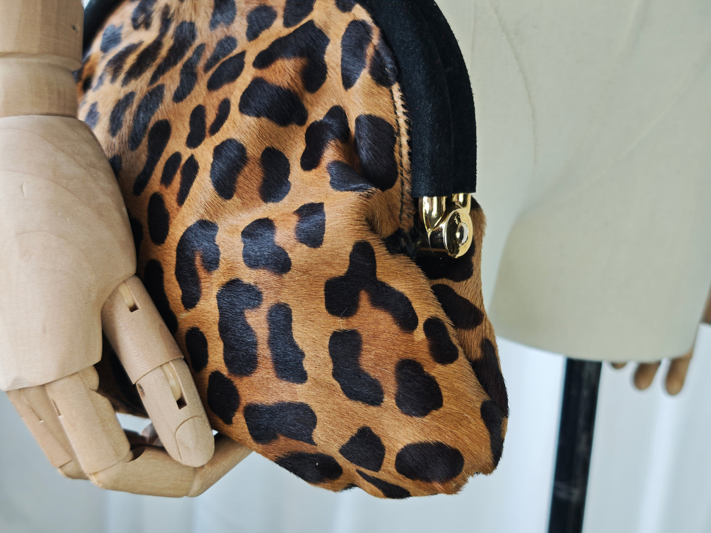 Leopard pony hair clutch