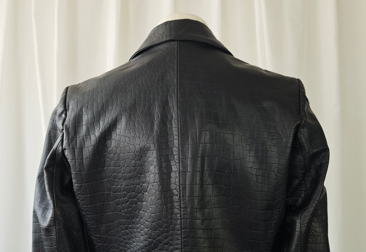 Black leather croco blazer