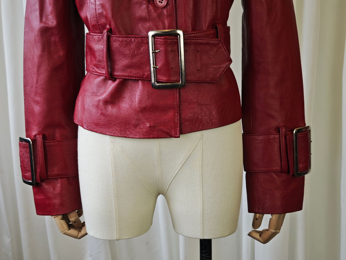 cropped leather trench