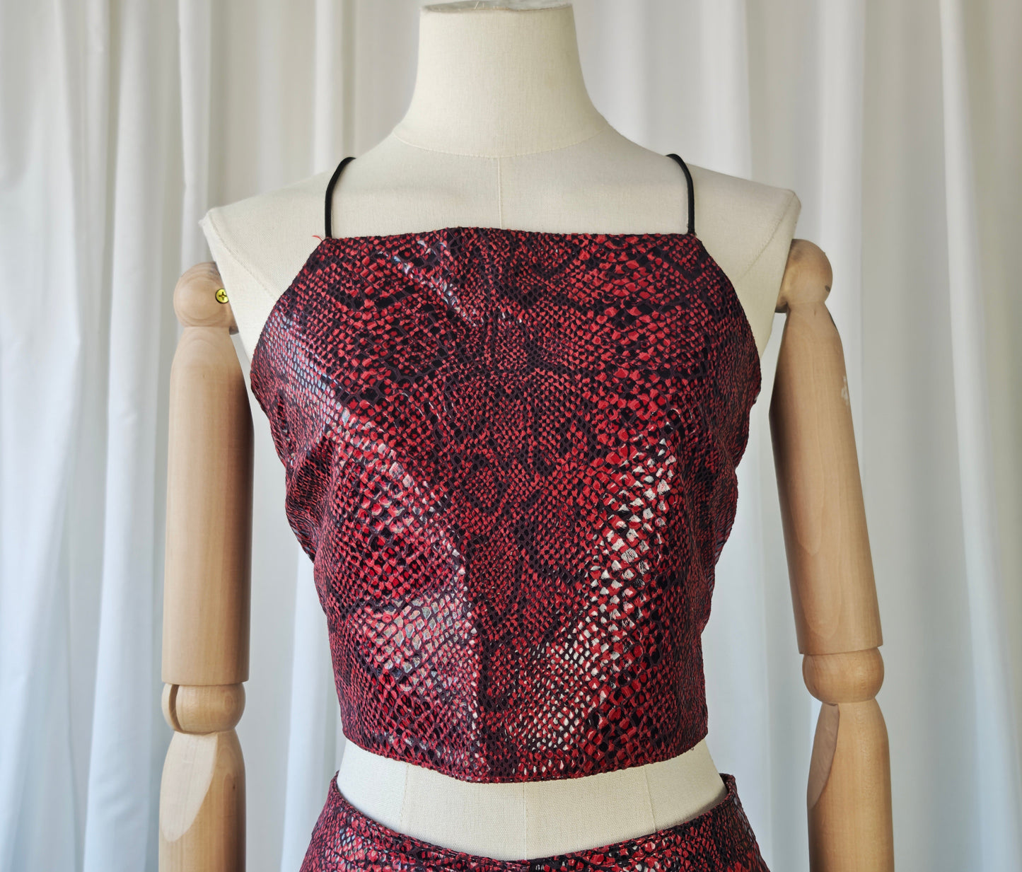 Leather snake print two piece