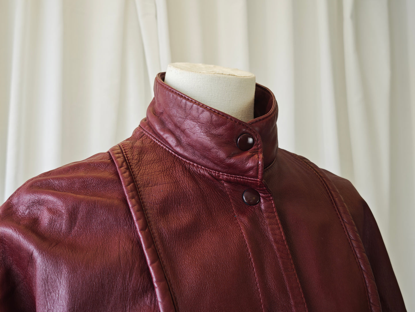Burgundy leather bomberjack