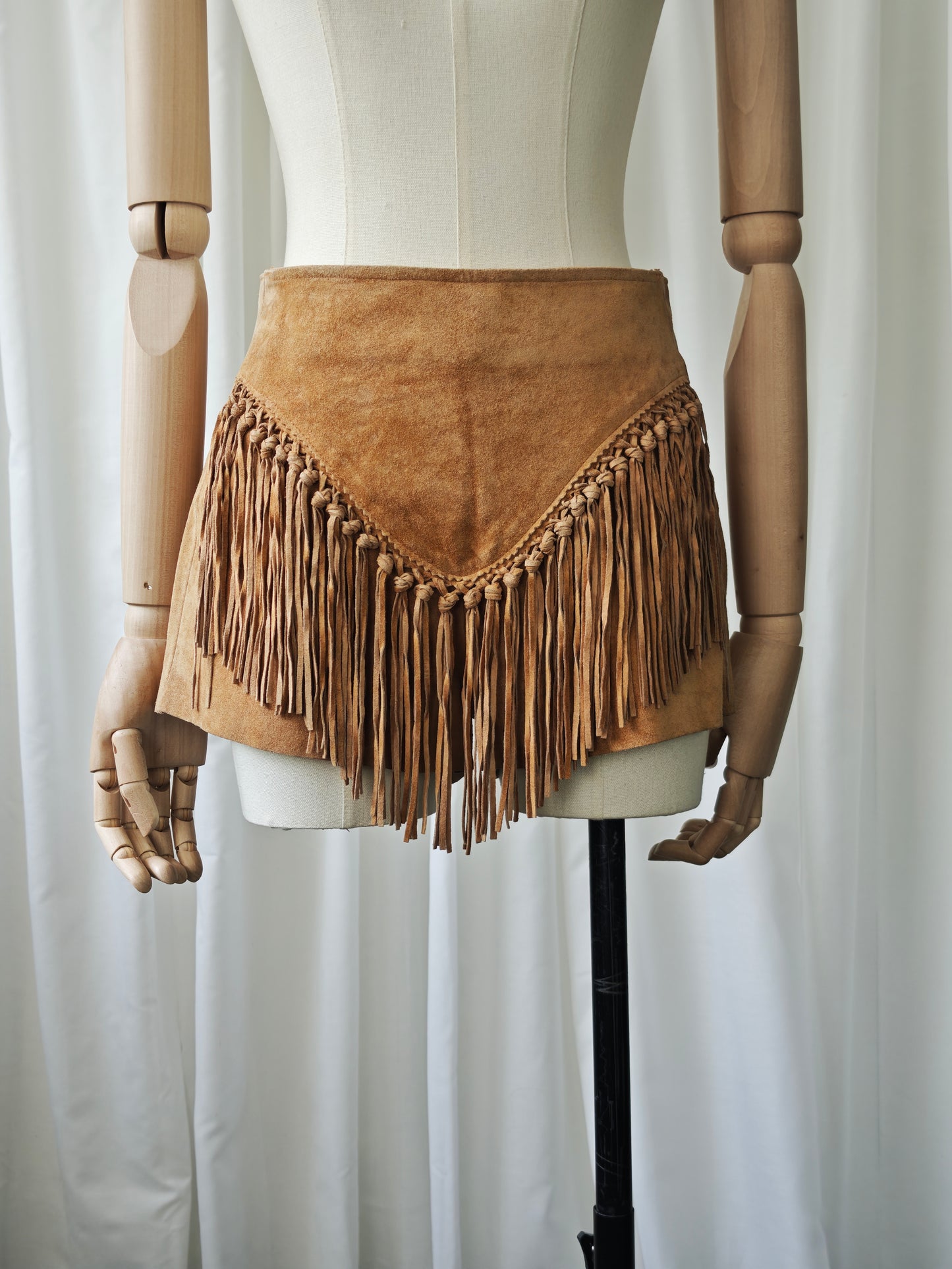 Suede fringe shorts