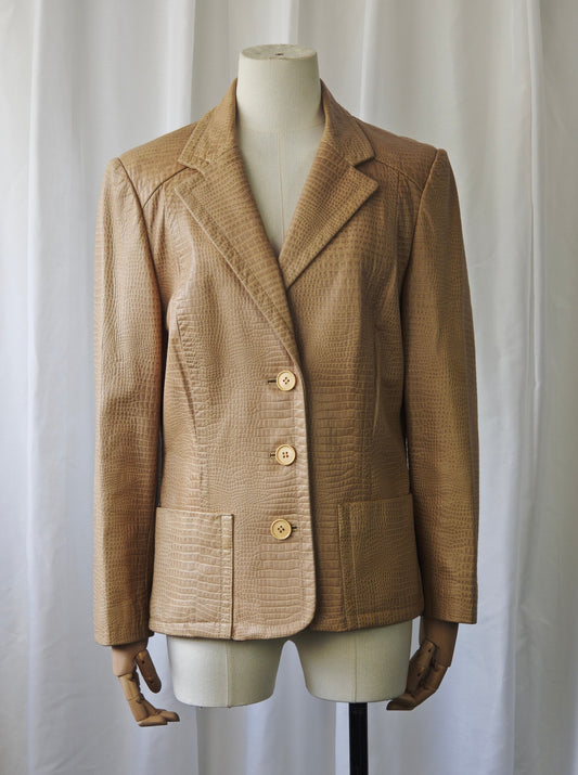 Tan leather crocodile jacket