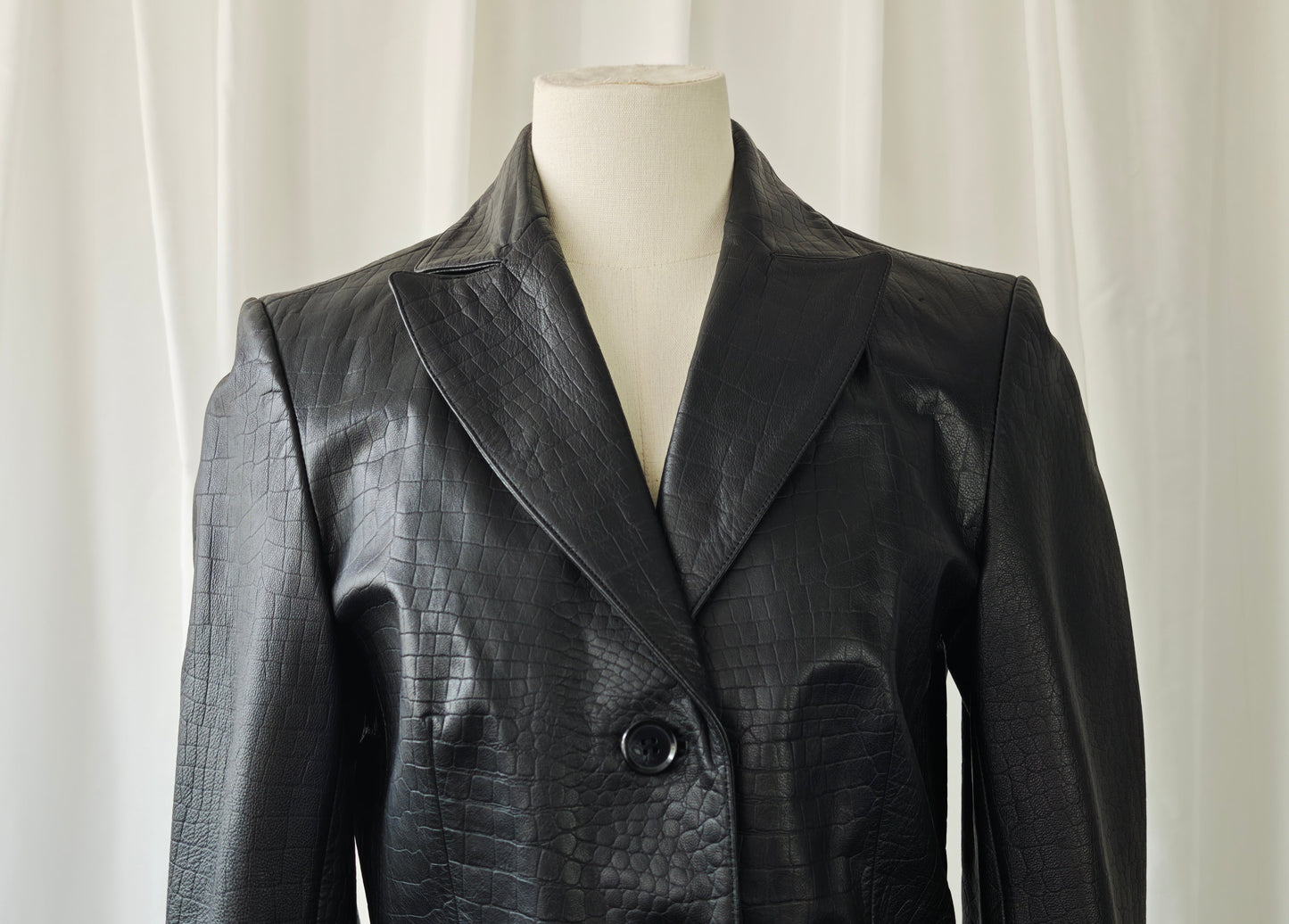 Black leather croco blazer