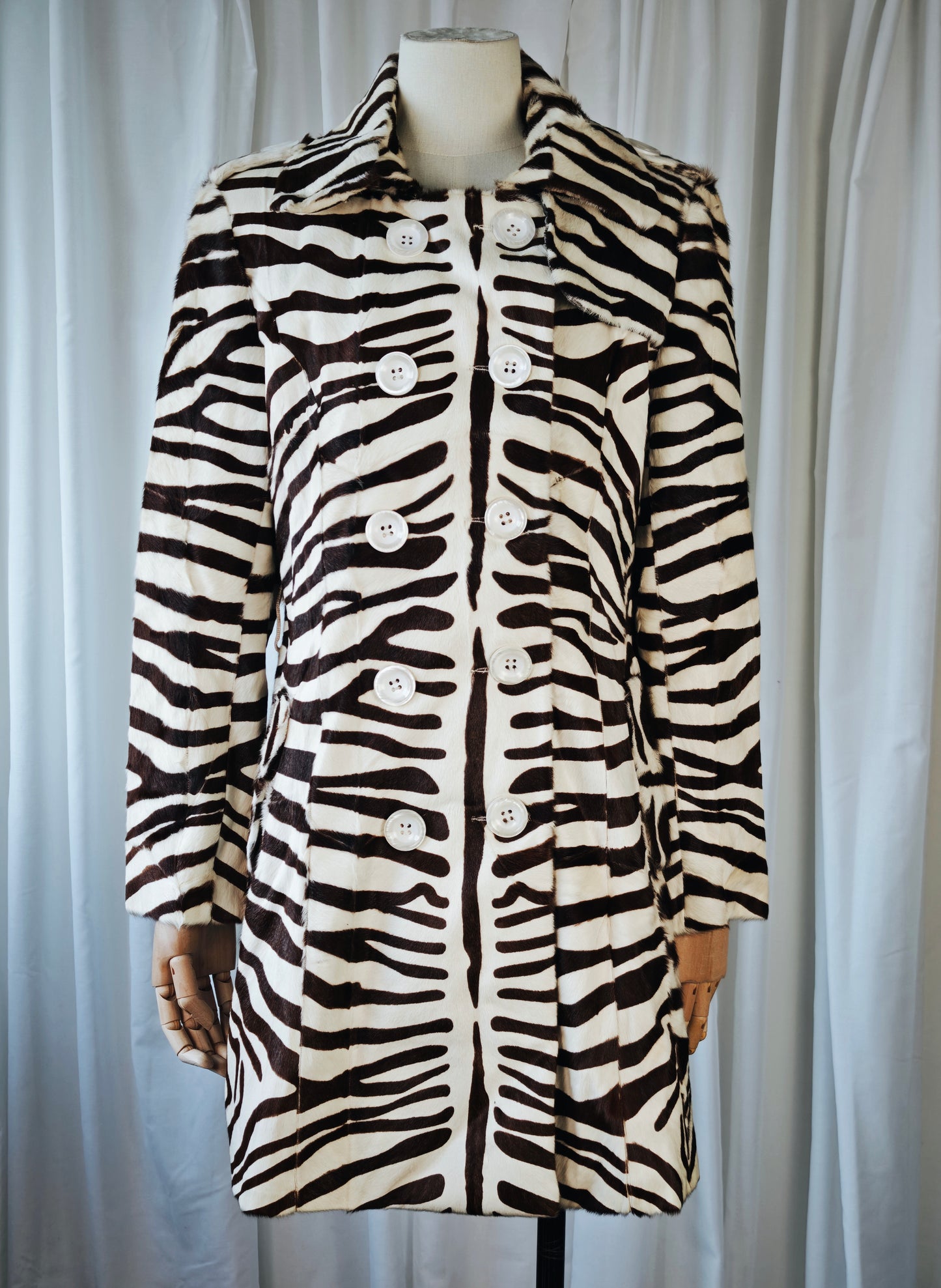 Zebra print pony coat