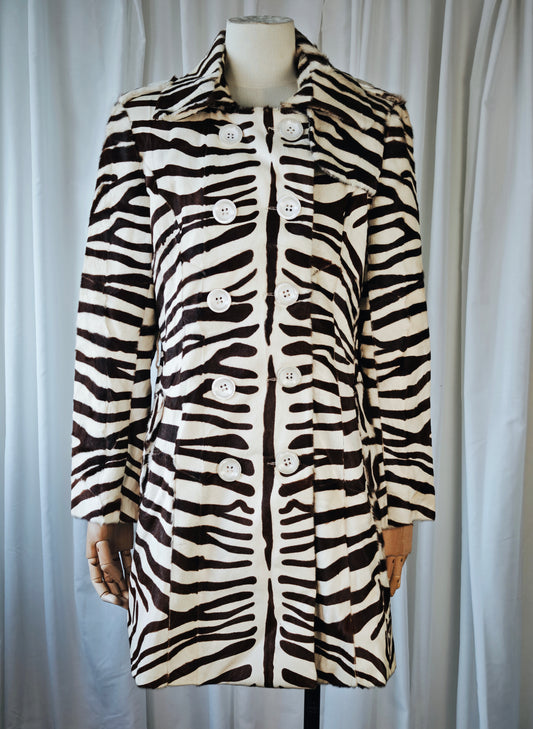 Zebra print pony coat