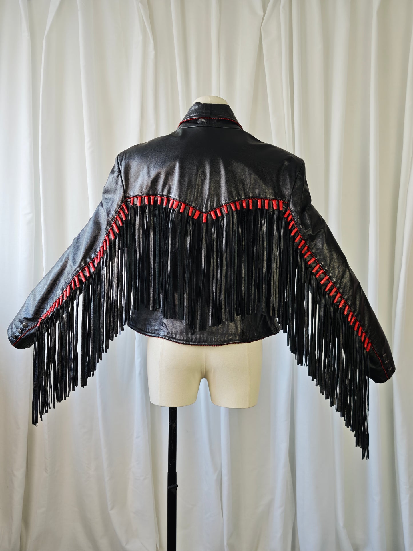Leather fringe jacket