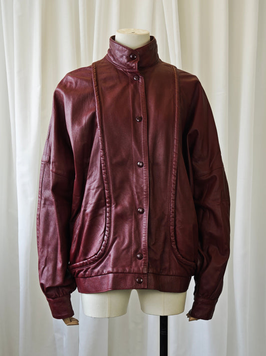 Burgundy leather bomberjack