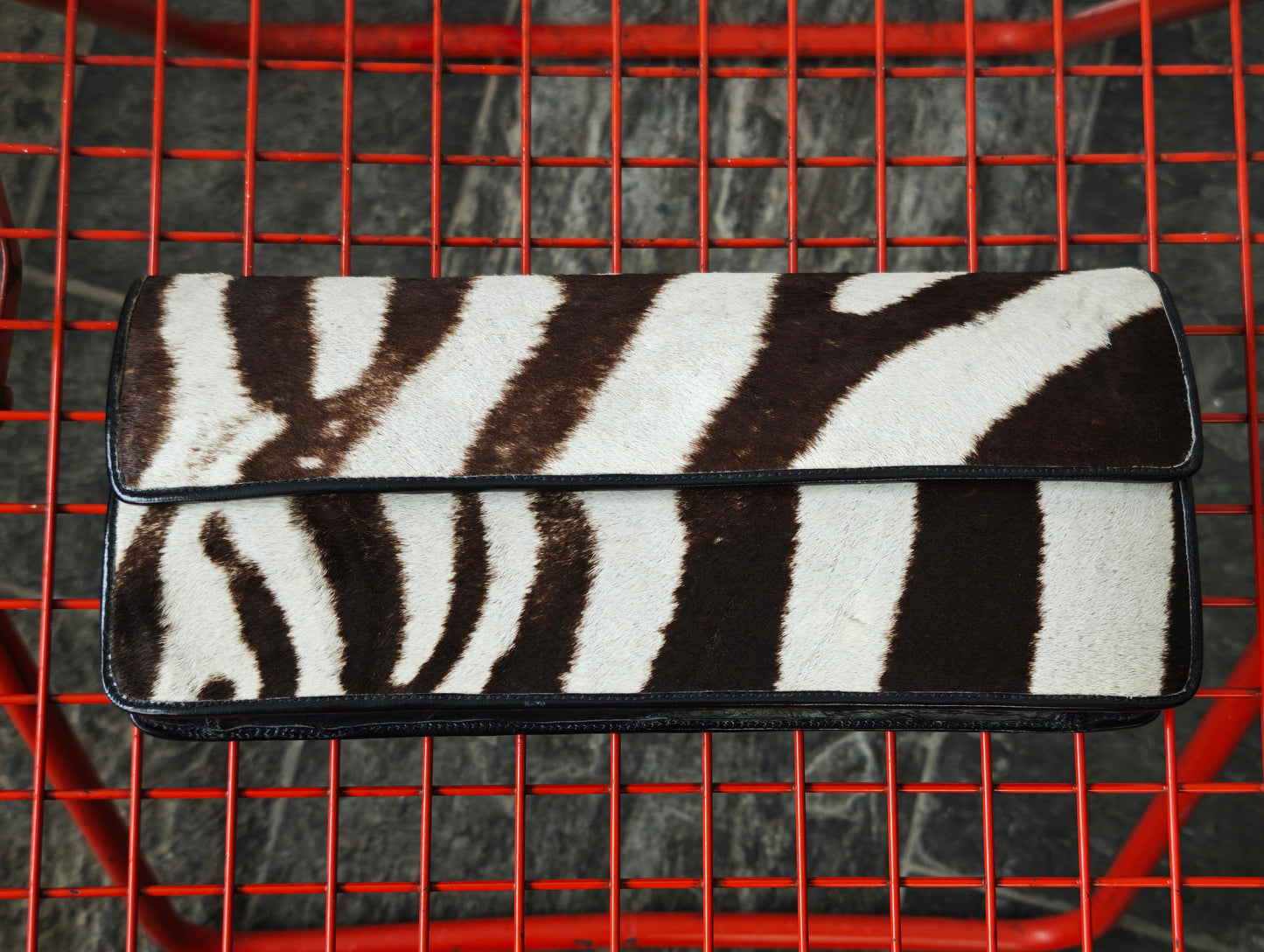 Genuine zebra hide clutch
