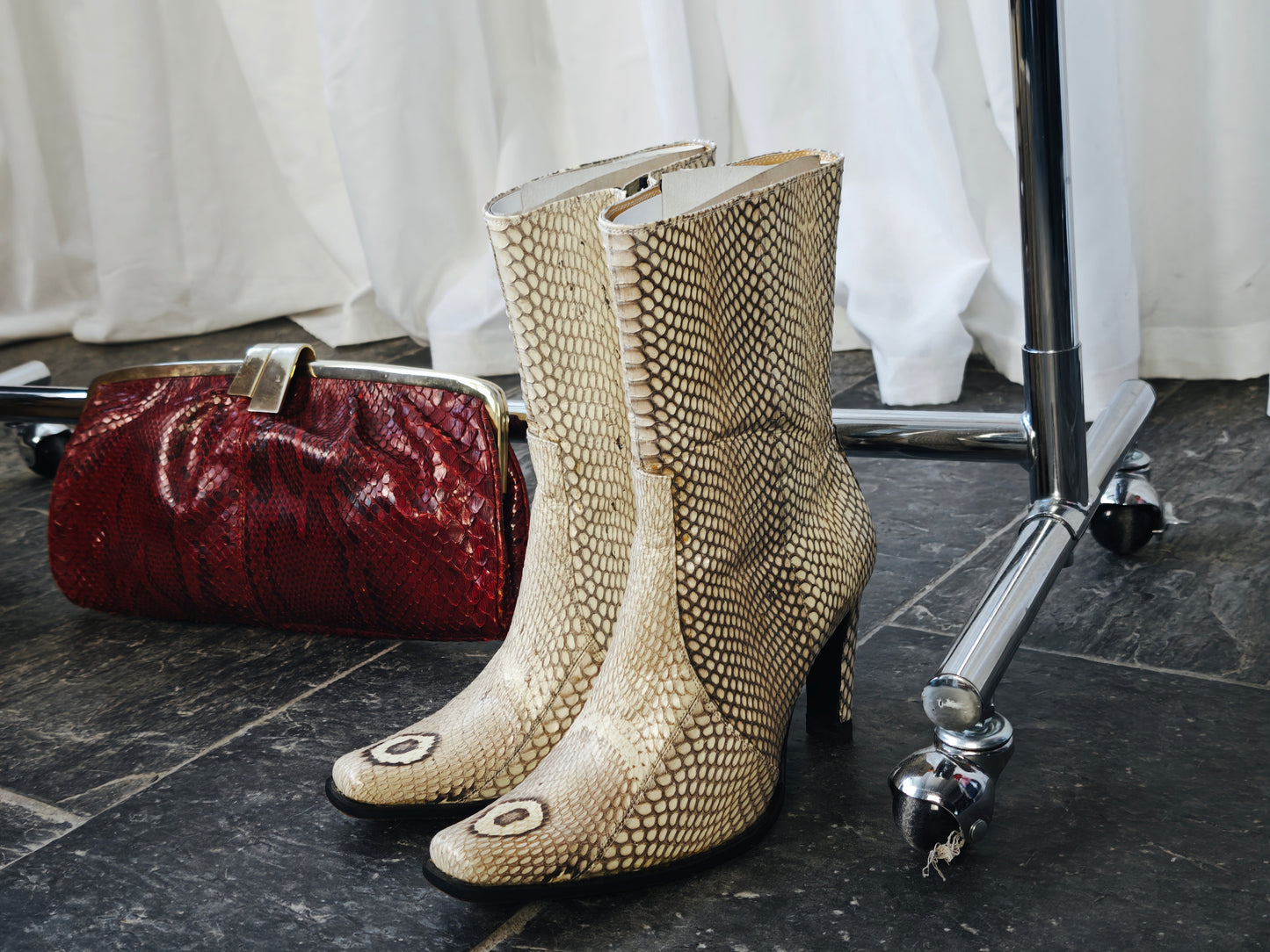 Real cobra leather boots