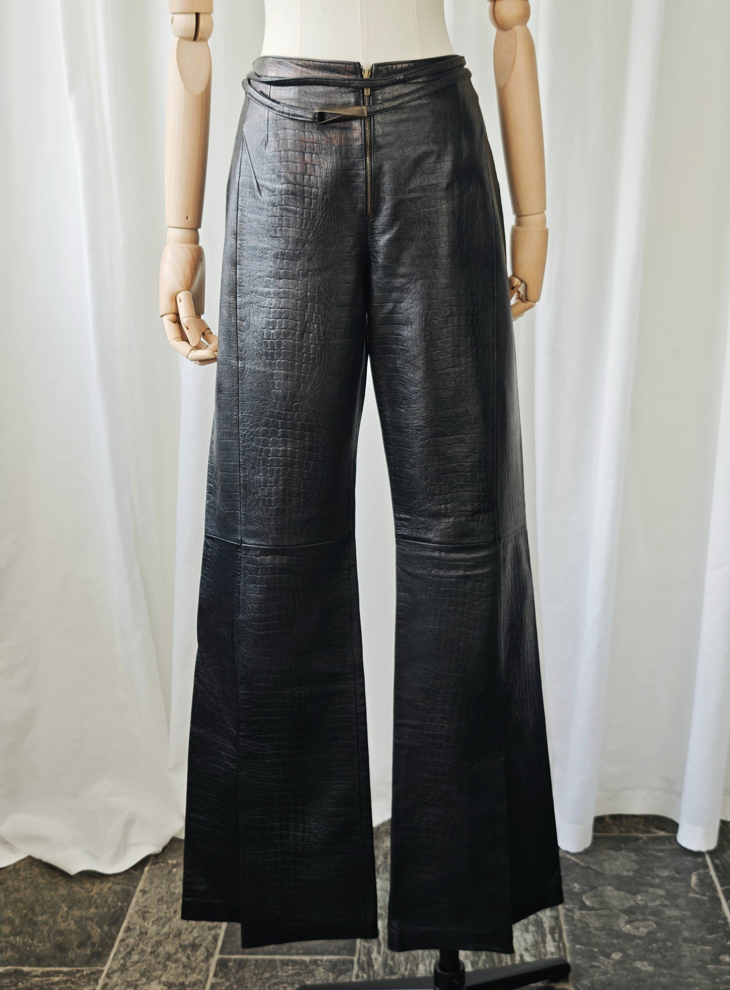 Kenzo leather croc trousers