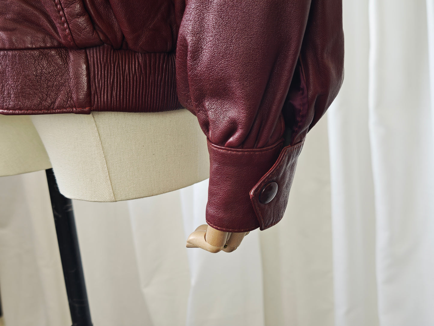 Burgundy leather bomberjack