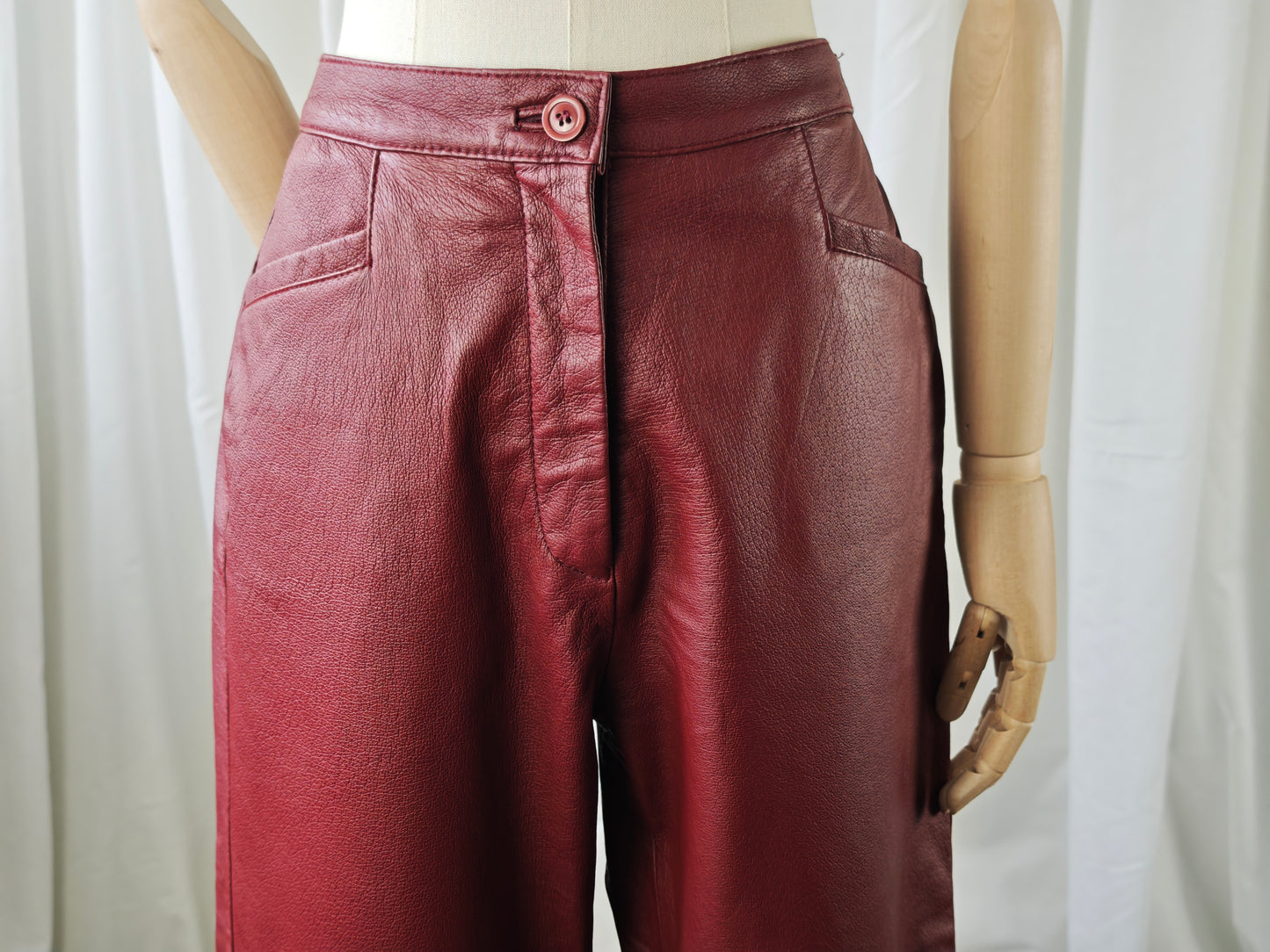 Burgundy leather trousers - M/L