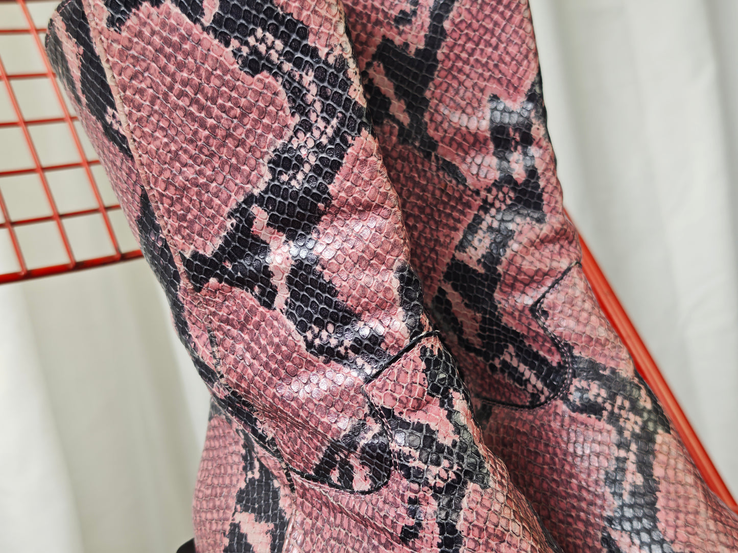 Pink snake print boots