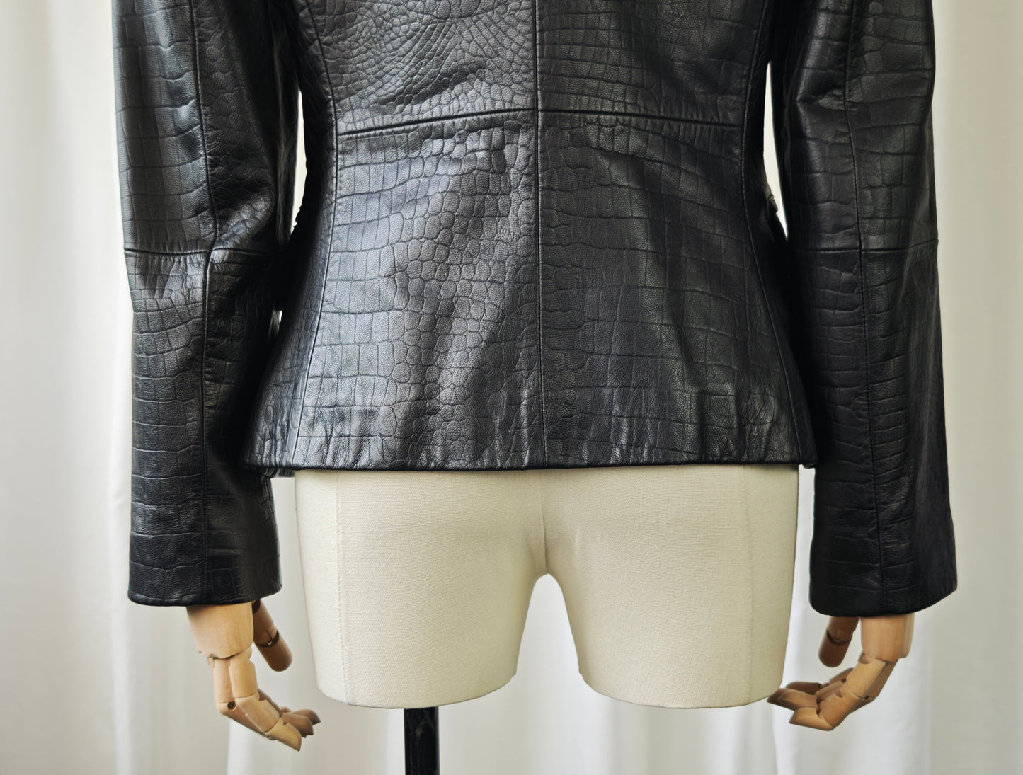Black leather croco blazer