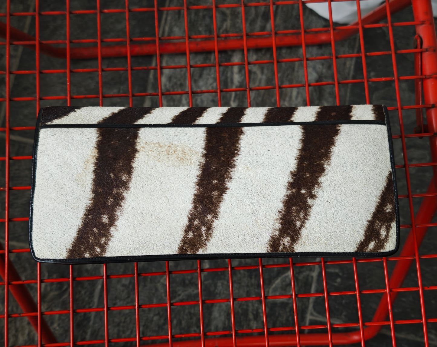 Genuine zebra hide clutch