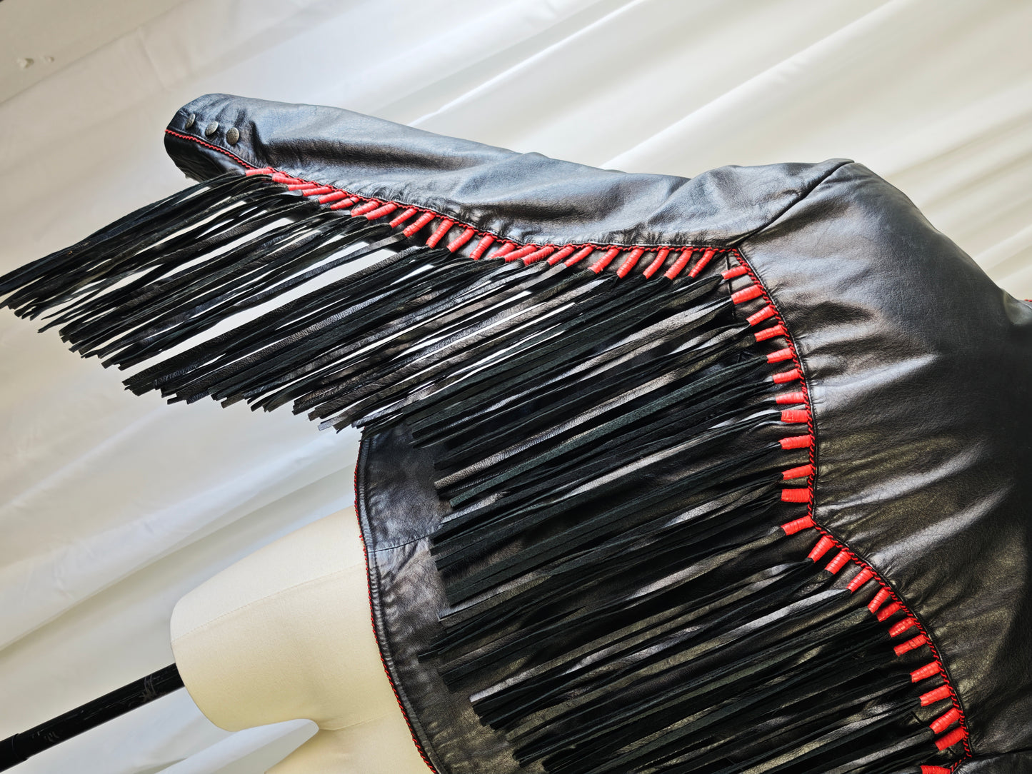 Leather fringe jacket