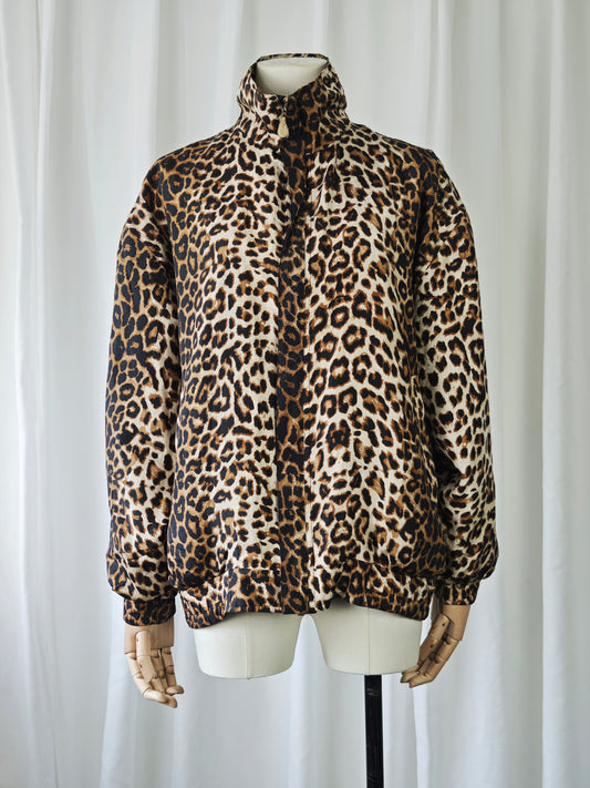 Silk leopard bomber jacket