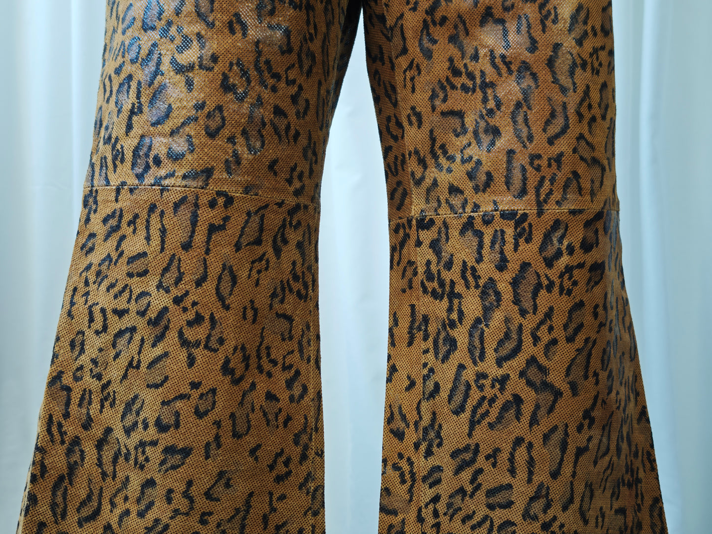 Leather leopard trousers