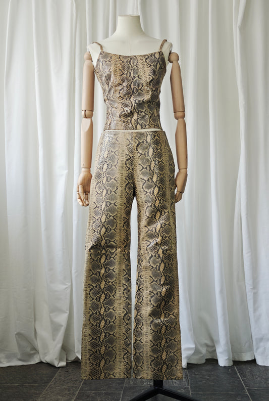 Leather snake print two piece