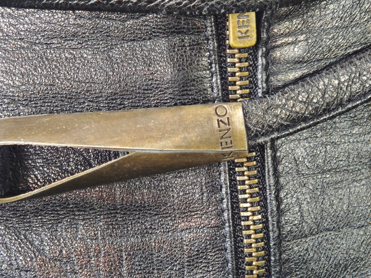 Kenzo leather croc trousers