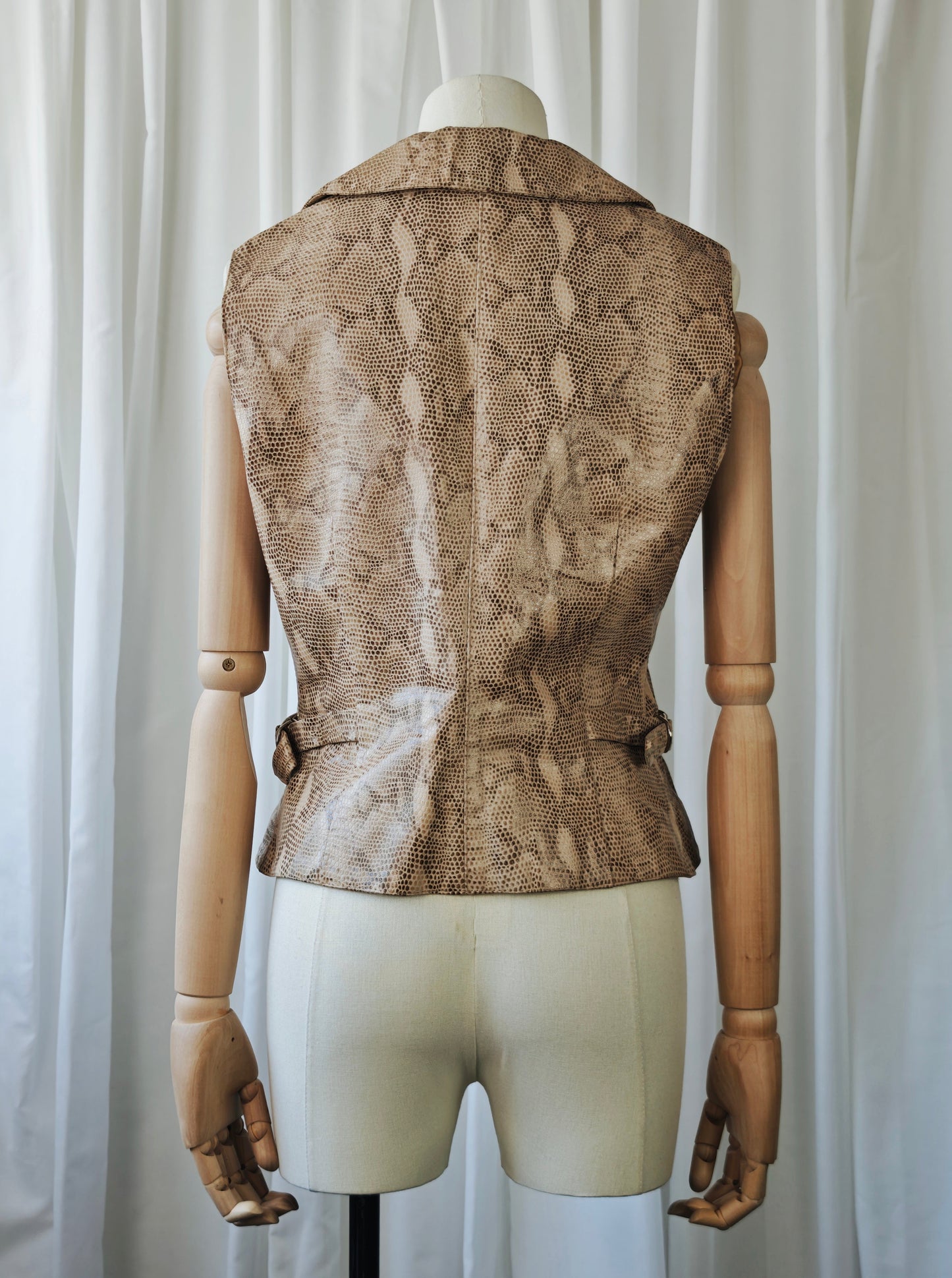 Leather snake print vest
