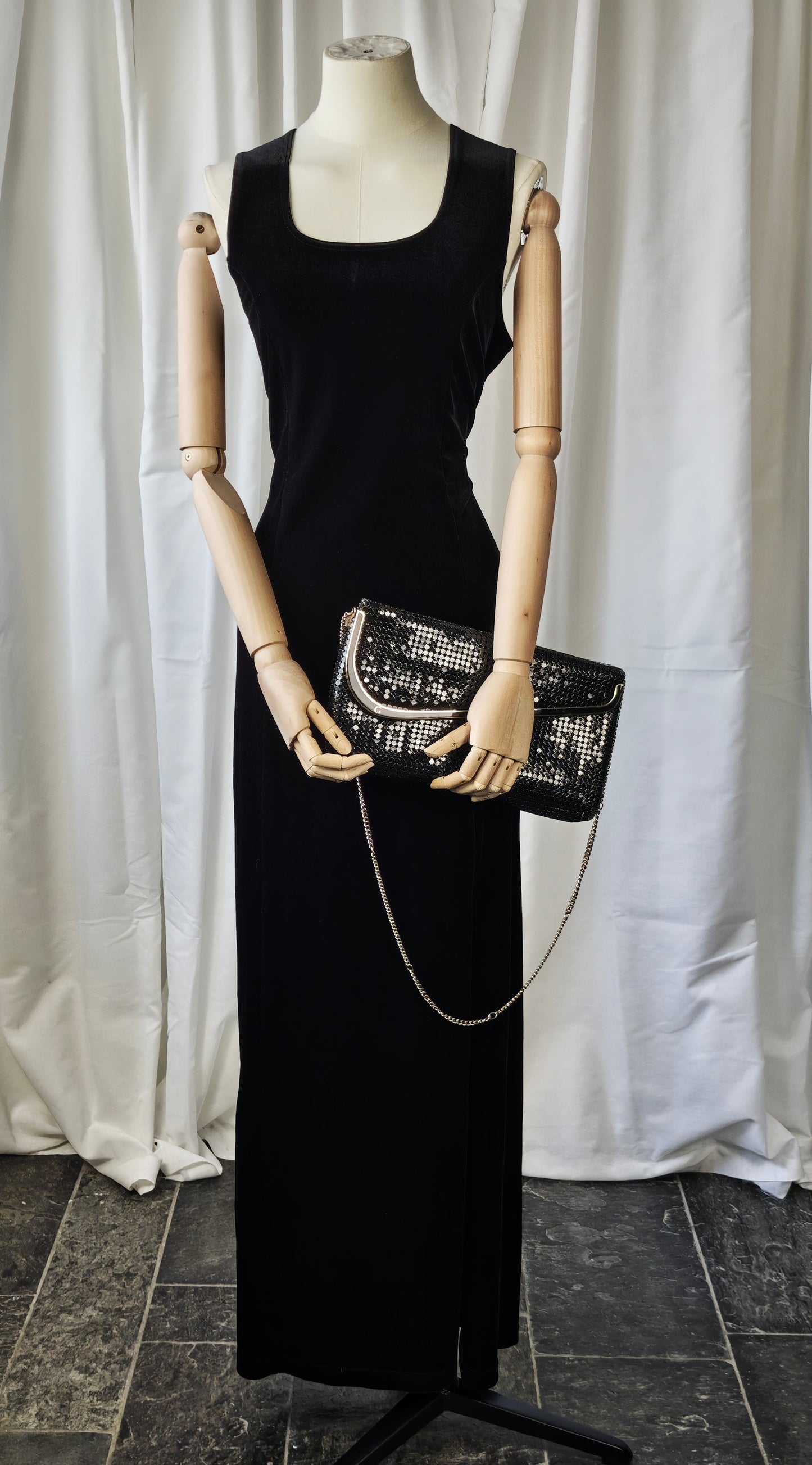 Velvet maxi dress - M